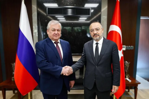 Turkish Deputy Foreign Minister Nuh Yilmaz held discussions with Lavrentyev at the Turkish Foreign Ministry headquarters on Saturday. (Turkish Foreign Ministry - “X”)