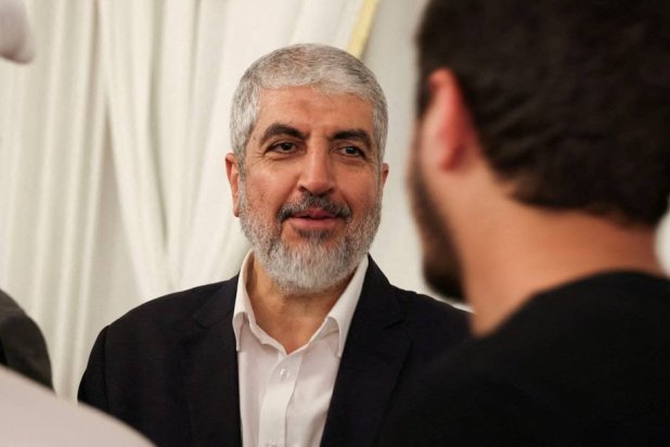 Former Hamas chief Khaled Meshaal receives condolences at a mourning house for assassinated Hamas chief Ismail Haniyeh in Doha, Qatar, August 2, 2024. (Reuters)