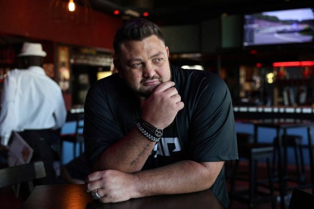  South African celebrity slap fighter, Danie "Pitbull" van Heerden, poses for a portrait at a slap fighting competition in Johannesburg, South Africa July 28, 2024. (Reuters)