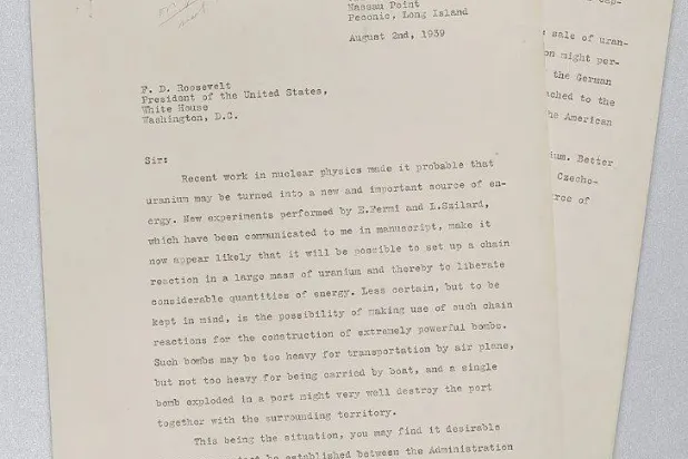 الرسالة المؤرخة في أغسطس 1939 (موقع دار كريستيز)