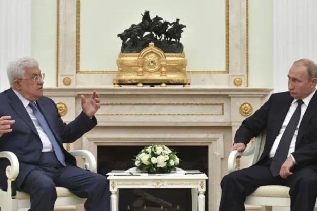 Russian President Vladimir Putin meets with his Palestinian counterpart, Mahmoud Abbas, in the Kremlin in Moscow. AP file photo