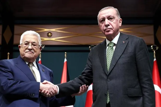 استقبال إردوغان لعباس خلال زيارته لتركيا في يوليو 2023 (الرئاسة التركية)