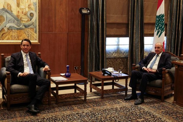 US special envoy Amos Hochstein meets with Lebanese Parliament Speaker Nabih Berri in Beirut, Lebanon August 14, 2024. (Reuters)