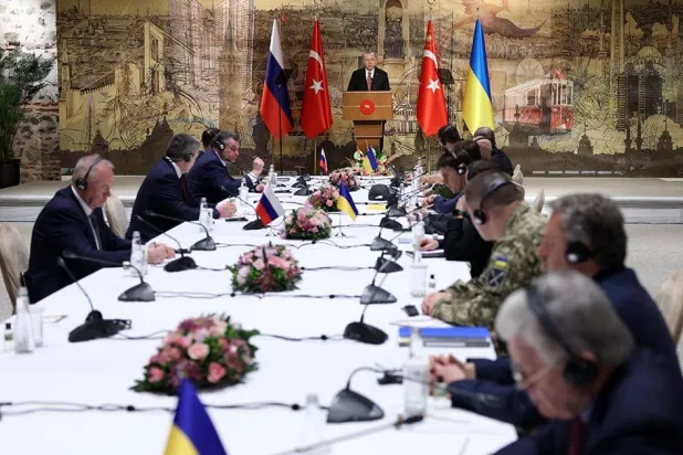 تركيا جمعت وفدَي المفاوضات الروسي والأوكراني بإسطنبول في مارس 2022 دون تحقيق تقدم (أرشيفية- الرئاسة التركية)