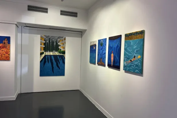 جانب من معرض «ملمس المياه» لريم الجندي (الشرق الأوسط)