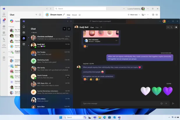 يساعد تطبيق «Microsoft Teams» الموحد الجديد المستخدمين في التنقل بين الحسابات الشخصية والعملية والتعليمية بسهولة (مايكروسوفت)