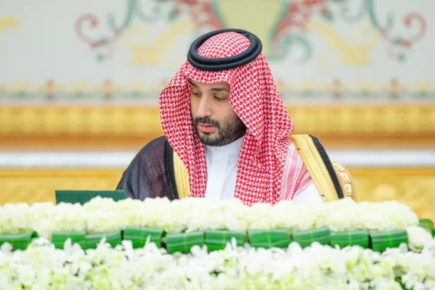 الأمير محمد بن سلمان لدى ترؤسه جلسة مجلس الوزراء السعودي التي عقدت في الرياض (واس)