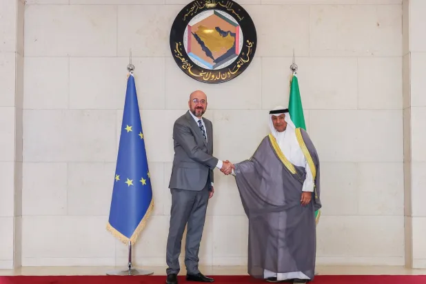 جاسم البديوي يستقبل شارل ميشيل في الرياض (مجلس التعاون الخليجي)