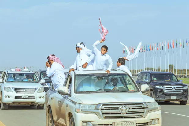 فرحة بعد الفوز بأحد الأشواط الحاسمة (الشرق الأوسط)