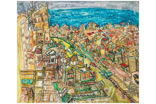 لوحة «منظر المدينة» للرسامة المصرية «زينب عبد الحميد» (بونهامز)