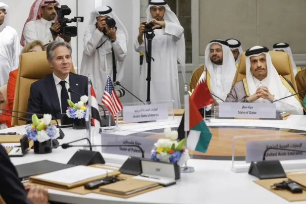 من جلسات التفاوض حول وقف الحرب على غزة (آ ف ب)