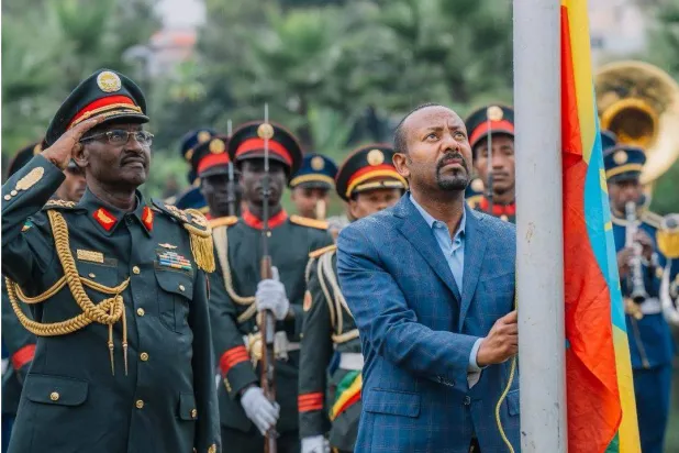 رئيس الوزراء الإثيوبي آبي أحمد خلال الاحتفال بيوم السيادة في العاصمة أديس أبابا (وزارة الخارجية الإثيوبية - إكس)