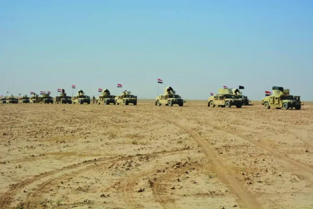 صورة نشرها الجيش العراقي لرتل خلال مطاردة خلايا «داعش» في الأنبار