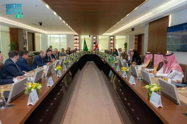 Meeting of the Trade Minister and Chair of the Economic and Social Committee of the Saudi-British Strategic Partnership Council with the UK Minister of State for Business and Trade in Riyadh (SPA)