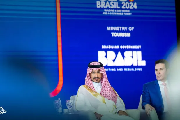وزير السياحة السعودي أحمد الخطيب خلال مشاركته في الجلسة الافتتاحية لمنتدى منظمة الأمم المتحدة للسياحة (الشرق الأوسط)