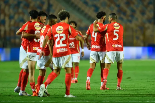 لاعبو الأهلي المصري يحتفلون بثلاثيتهم (الأهلي المصري)