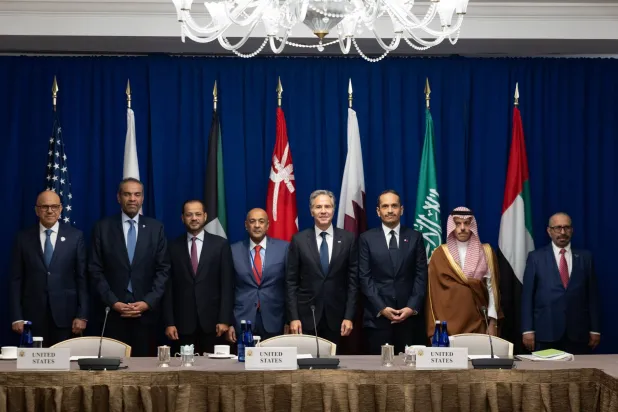 وزراء خارجية الخليج وأميركا خلال الاجتماع الوزاري المشترك في نيويورك (واس)