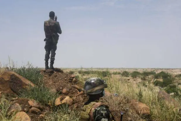 جندي نيجري يراقب منطقة ريفية في النيجر (أ.ف.ب)