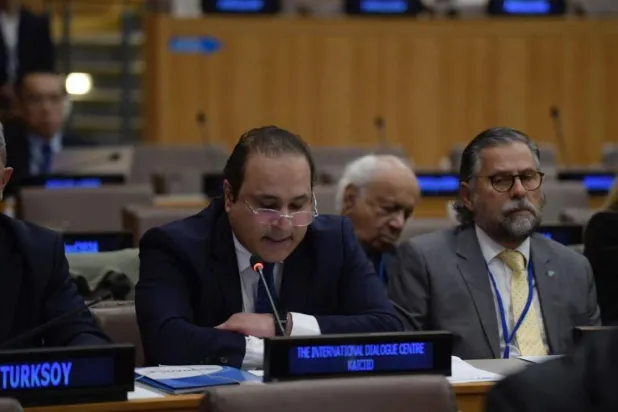 الحارثي يتحدث خلال الاجتماع رفيع المستوى لمجموعة أصدقاء تحالف الأمم المتحدة للحضارات (كايسيد)