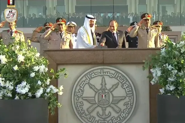 السيسي وبن زايد يفتتحان مقر الأكاديمية العسكرية الجديد بالعاصمة الإدارية (التلفزيون المصري)