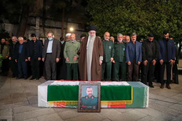 In December, Iranian Supreme Leader Ali Khamenei led the funeral prayer for Quds Force leader Razi Mousavi. Photo: Khamenei's website