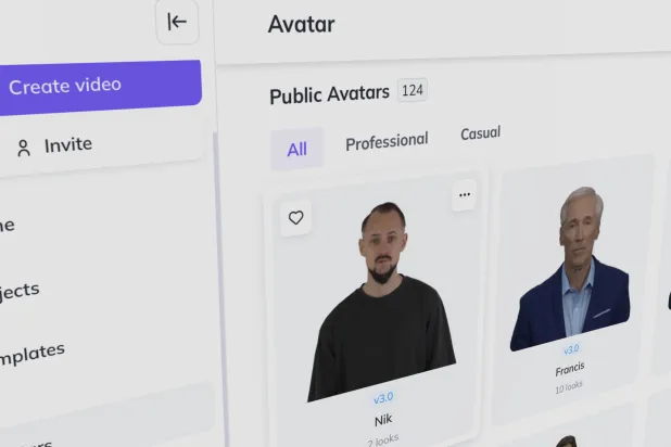 تتيح الخدمة إنشاء نسخ رقمية واقعية باستخدام الذكاء الاصطناعي مع تخصيص لا محدود يشمل الأوضاع والملابس وغير ذلك (HeyGen)