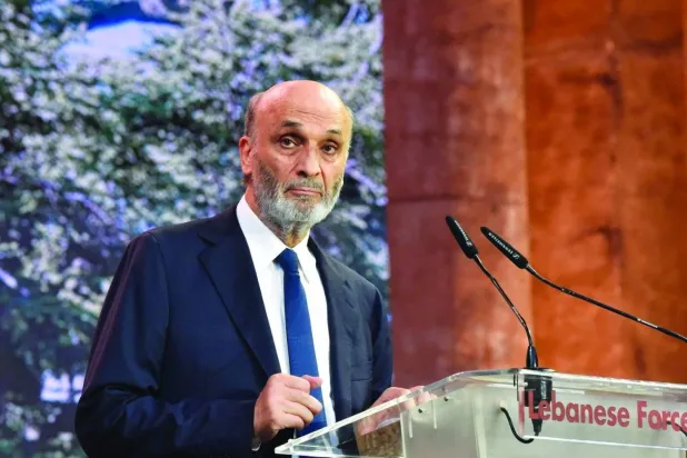 The head of the Lebanese Forces Party, Samir Geagea, at the celebration of the "Memory of the Martyrs of the Lebanese Resistance" (Lebanese Forces)