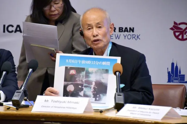 توشيوكي ميماكي الرئيس المشارك لمنظمة «نيهون هيدانكيو» (جابان تايمز)