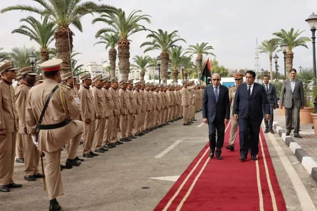 المنفي مستقبلاً الرئيس الموريتاني (المكتب الإعلامي للدبيبة)