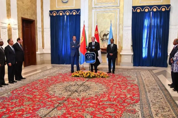 Eritre Cumhurbaşkanı'nın Mısır ve Somalili mevkidaşlarıyla Asmara'da düzenlediği basın toplantısından (Mısır Cumhurbaşkanlığı)