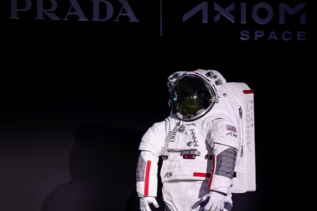 Prada and Axiom Space present the spacesuit (Axiom Extravehicular Mobility Unit) designed and developed for the Artemis III lunar mission, in Milan, Italy, October 16, 2024. REUTERS/Claudia Greco
