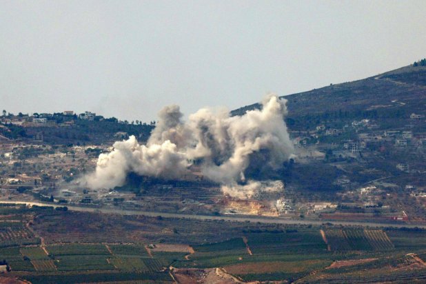 Smoke rises from Odeisseh in southern Lebanon, as seen from northern Israel, 17 October 2024. EPA/ATEF SAFADI