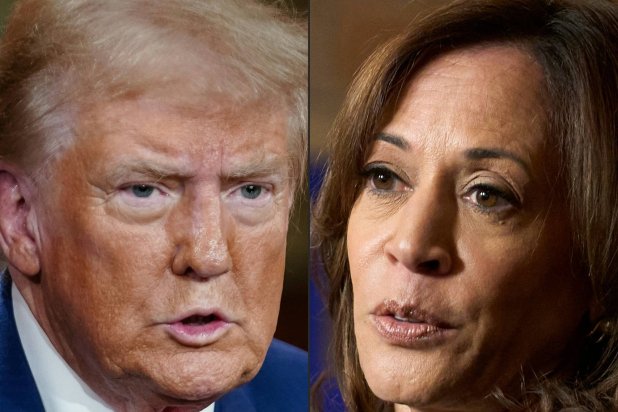 This combination of pictures created on October 16, 2024 shows former US President and Republican presidential candidate Donald Trump in Cumming, Georgia, on October 15, 2024 and US Vice President and Democratic presidential candidate Kamala Harris in Detroit, Michigan, October 15, 2024. (Photo by Elijah Nouvelage and Geoff Robins / AFP)