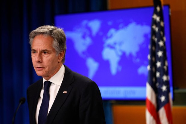 US Secretary of State Antony Blinken delivers a statement on Russian intelligence operations at the US State Department on September 13, 2024 in Washington, DC. Kevin Dietsch/Getty Images/AFP 