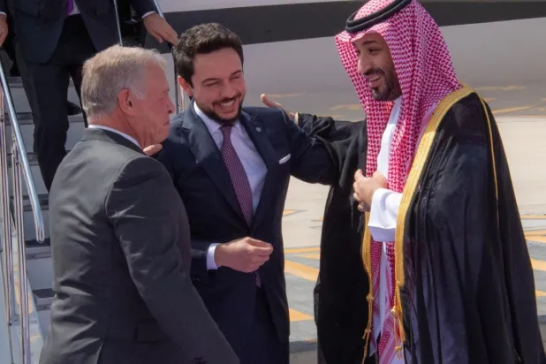 ولي العهد السعودي يستقبل العاهل الأردني وولي عهده في الرياض (واس)