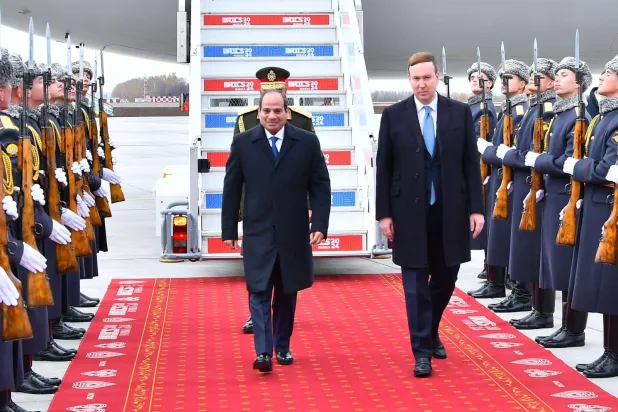 الرئيس المصري عبد الفتاح السيسي يصل إلى مدينة قازان الروسية للمشاركة في قمة «بريكس» (الرئاسة المصرية)