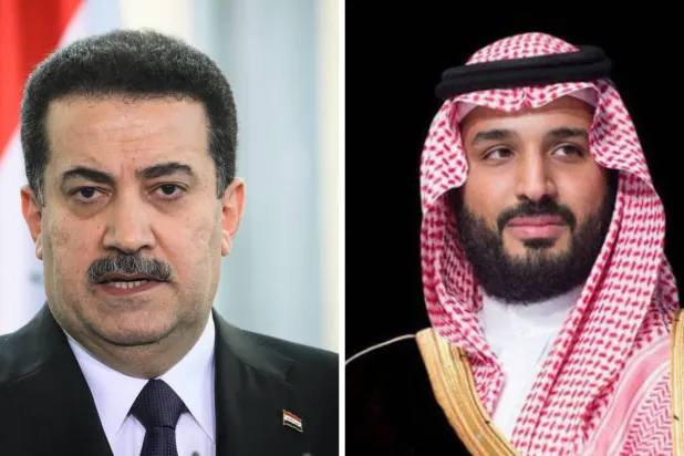 ولي العهد السعودي الأمير محمد بن سلمان (واس) - رئيس الوزراء العراقي محمد شياع السوداني (د.ب.أ)