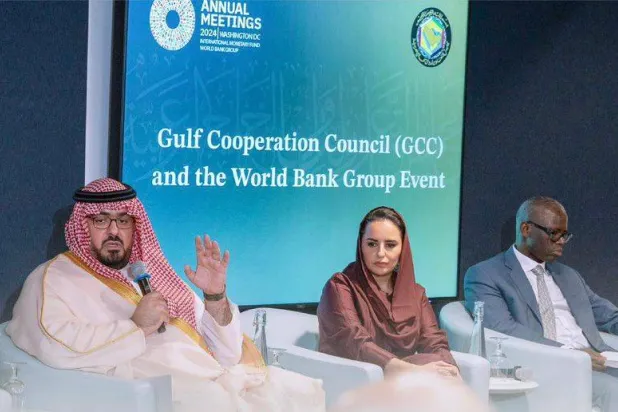 وزير الاقتصاد والتخطيط السعودي فيصل الإبراهيم يتحدث خلال مشاركته على هامش أعمال الاجتماعات السنوية لصندوق النقد والبنك الدوليين بواشنطن (وزارة الاقتصاد)