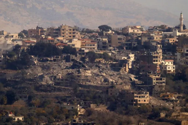 
A snapshot shows the destruction in Khiam neighborhoods due to Israeli airstrikes (AFP)
