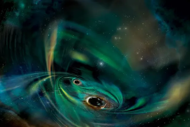 Bir gaz bulutu içinde dönüp duran kara deliklerin 70 bin yıl içinde birleşmesi bekleniyor (NASA/Aurore Simonnet/Sonoma Eyalet Üniversitesi)