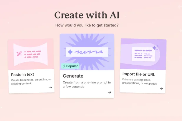 توفر «غاما» منصة ذكية لإنشاء العروض التقديمية بسرعة معتمدة على الذكاء الاصطناعي لتبسيط عملية التصميم (غاما)