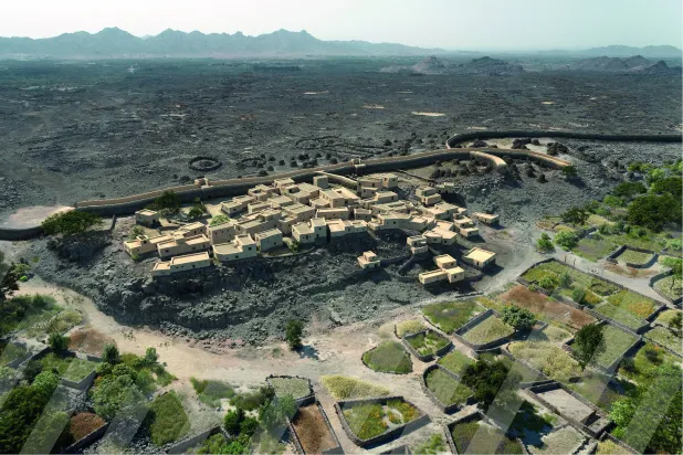 إعادة بناء افتراضية ثلاثية الأبعاد لأطلال قرية النطاة من العصر البرونزي استناداً إلى أدلة ودراسات أثرية نُشرت حديثاً (مشروع خيبر عبر العصور)