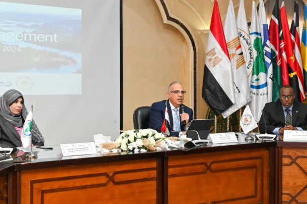 وزير الموارد المائية المصري هاني سويلم خلال حفل تخريج متدربين أفارقة (وزارة الموارد المائية والري المصرية)