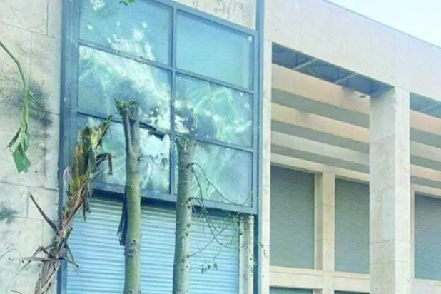 A photo released by Israeli media shows damage to Netanyahu’s house window