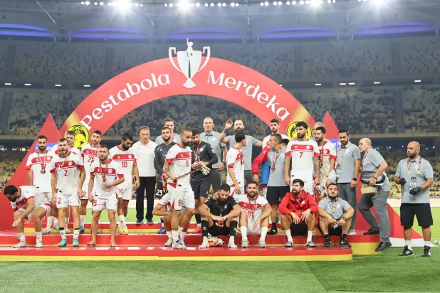 منتخب لبنان خلال مشاركته في كأس مرديكا الدولية بماليزيا مؤخراً (الاتحاد اللبناني)