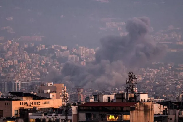 Smoke rises from Beirut’s southern suburbs following Israeli attacks. (AFP)