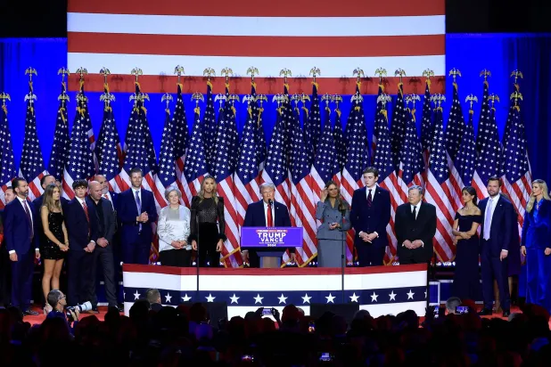 Donald Trump addresses his supporters at the West Palm Beach Convention Center in Florida on Wednesday. (EPA)