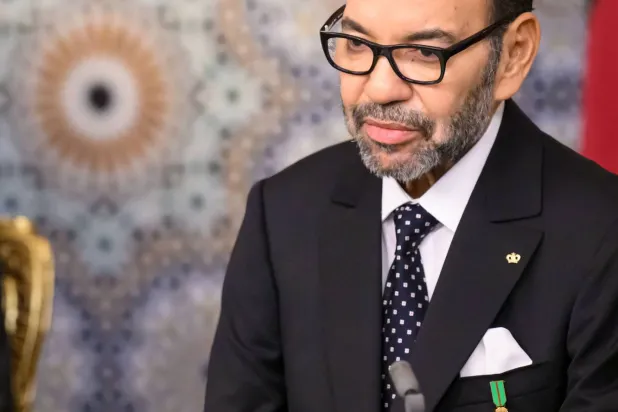 العاهل المغربي خلال إلقاء خطابه للشعب بمناسبة الذكرى 49 «للمسيرة الخضراء» (ماب)