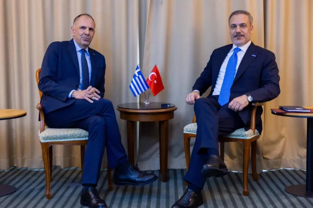 جانب من مباحثات وزيرَي الخارجية التركي واليوناني بأنقرة في سبتمبر 2023 (الخارجية التركية)
