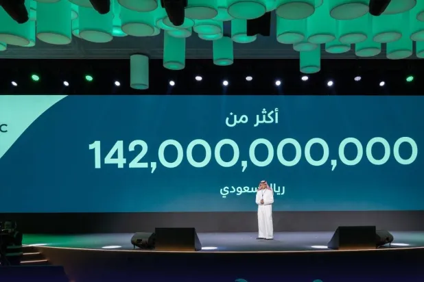National Housing Company (NHC) CEO Mohammed Al-Buty speaks at Cityscape Global. (Asharq Al-Awsat) 